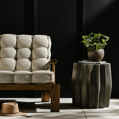 Gem Outdoor End Table by Four Hands. Made from concrete in a modern style.