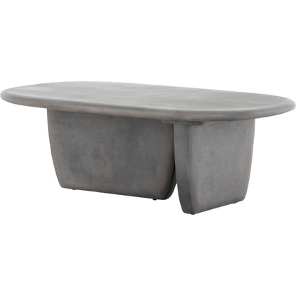 Naya Outdoor Coffee Table by Four Hands in dark grey and dark gray. Made from concrete in a modern style.