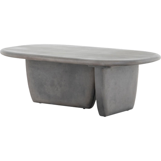 Naya Outdoor Coffee Table by Four Hands in dark grey and dark gray. Made from concrete in a modern style.