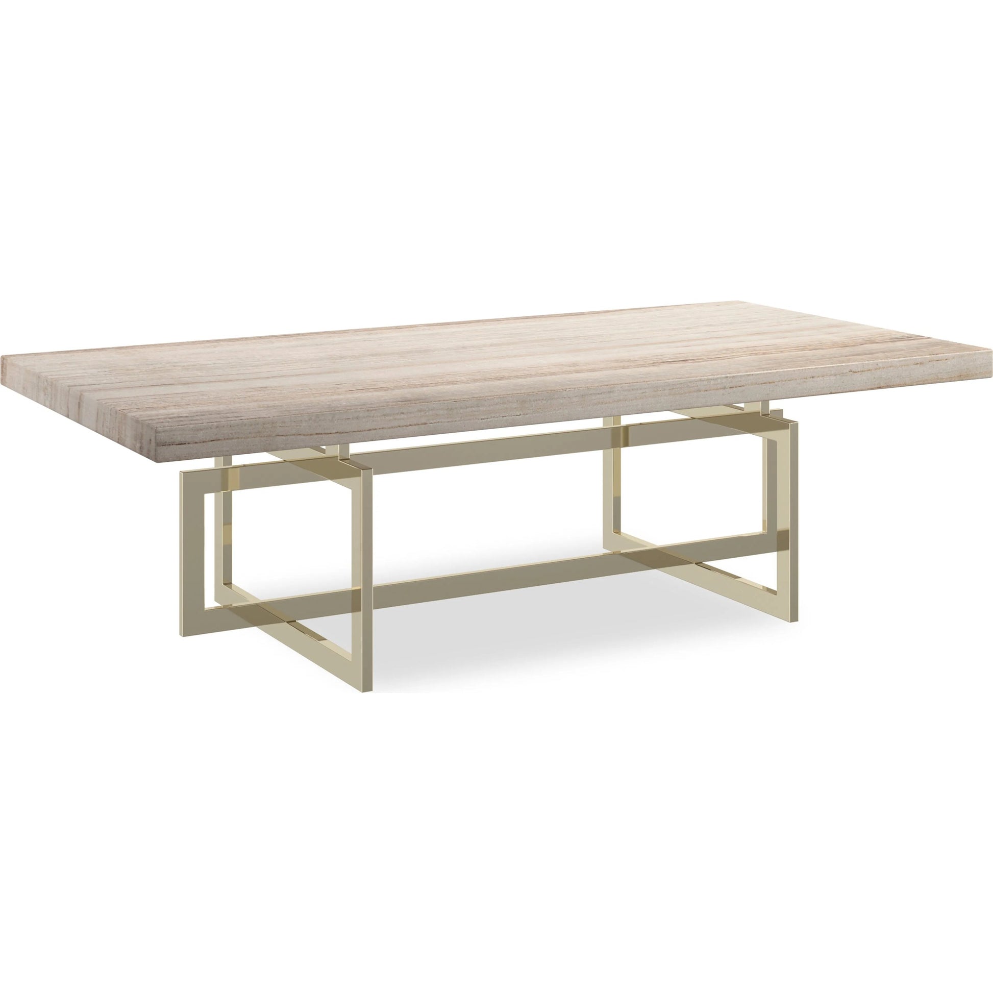 Wish You Were Here Cocktail Table by Caracole in sandstone, whisper of gold. Made from metal, stone in a transitional style.