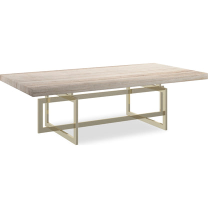 Wish You Were Here Cocktail Table by Caracole in sandstone, whisper of gold. Made from metal, stone in a transitional style.