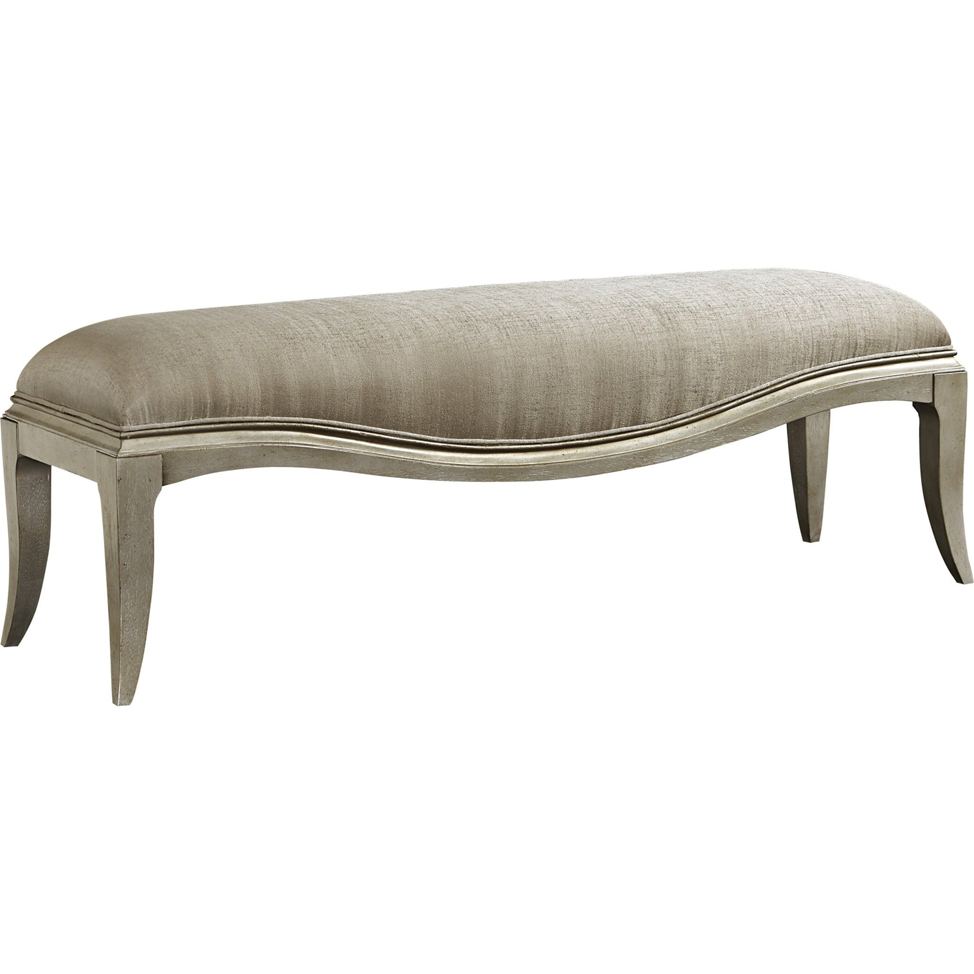 Starlite Bed Bench by A.R.T. Furniture in silver and peri. Made from parawood solids, primavera veneer in a transitional style.