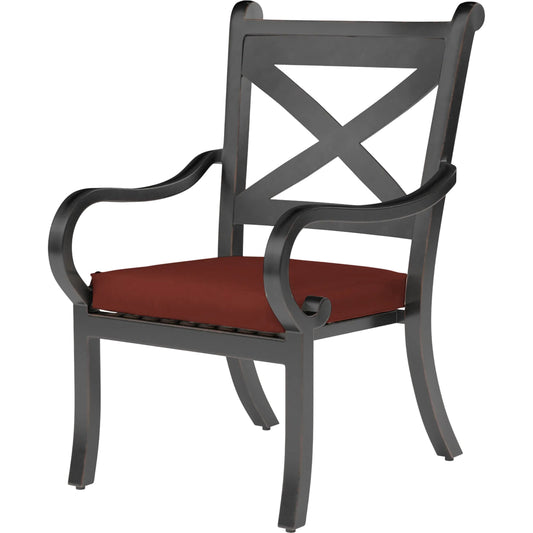Monterey Outdoor Dining Chair by Sunset West in browns. Made from aluminum in a traditional style.