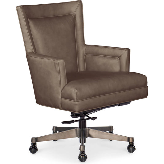Rosa Executive Swivel Tilt by Hooker Furniture in aspen lenado, gunmetal base. Made from aspen lenado (finished top grain) leather in a traditional style.