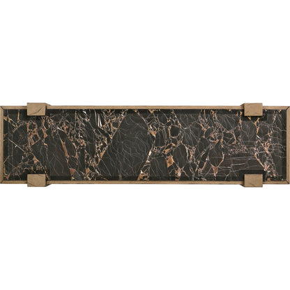 Echo Canyon Marble Console by Jonathan Charles in faded oak. Made from oak veneer in a cottage & farmhouse style.