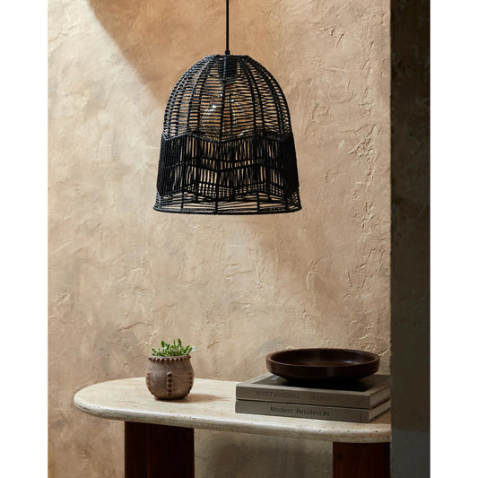 Vega - 32443 by Livabliss in fixture: black, shade: black, cord: black and painted. Made from shade (outside): paper, fixture: paper, canopy: metal in a cottage & farmhouse style.