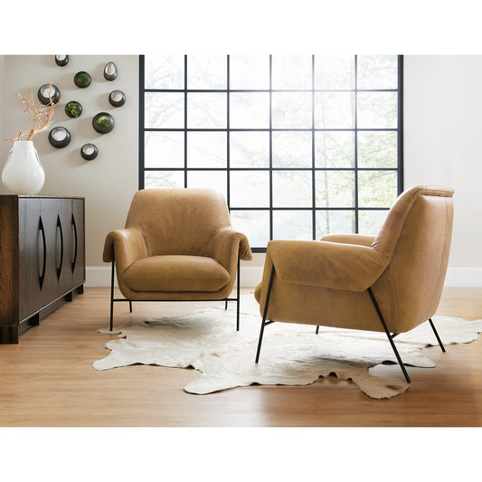 Ambroise Club Chair by Hooker Furniture. Made from leather in a traditional style.