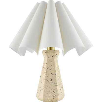 Vigo Accent Table Lamp 625534 by Surya in white, cream, black and hand painted. Made from concrete, cotton in a transitional style.