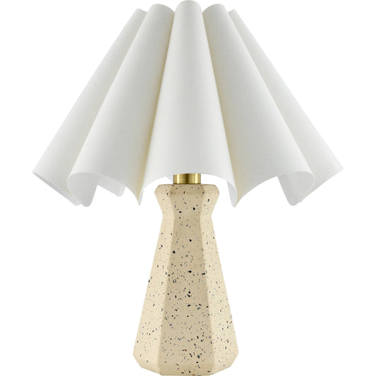 Vigo Accent Table Lamp 625534 by Surya in body: cream; shade: white; cord: black and hand painted. Made from concrete, cotton in a unique style.