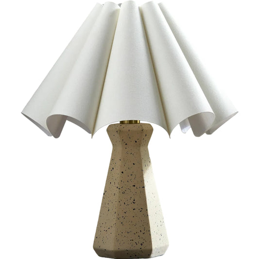 Vigo Accent Table Lamp 625534 by Surya in body: cream; shade: white; cord: black and hand painted. Made from concrete, cotton in a unique style.