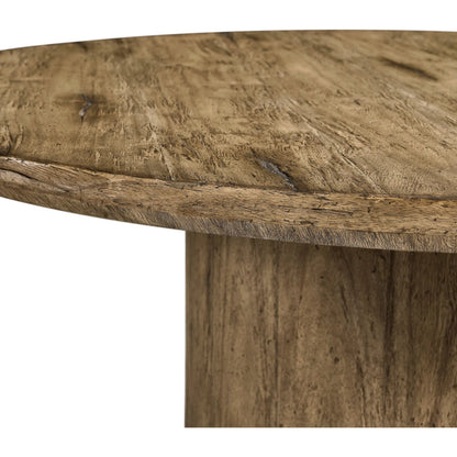 60" Stone Ridge Round Dining Table by Jonathan Charles in tully light acacia. Made from acacia in a transitional style.