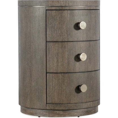 Modern Mood Round Nightstand by Hooker Furniture. Made from oak veneers in a modern style.