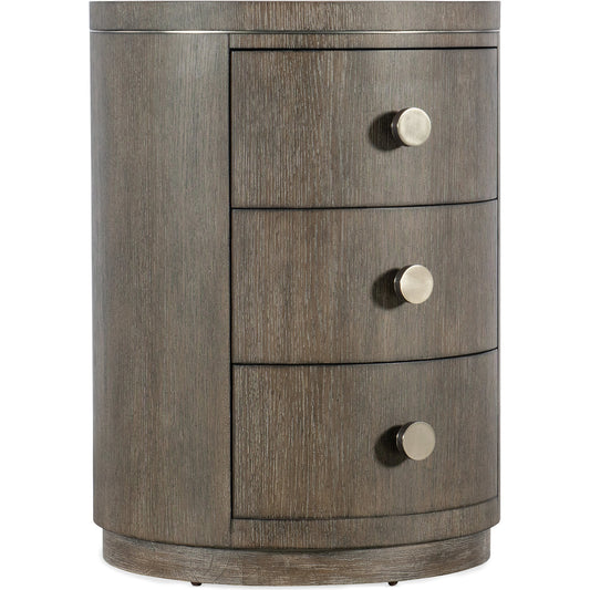 Modern Mood Round Nightstand by Hooker Furniture. Made from oak veneers in a modern style.