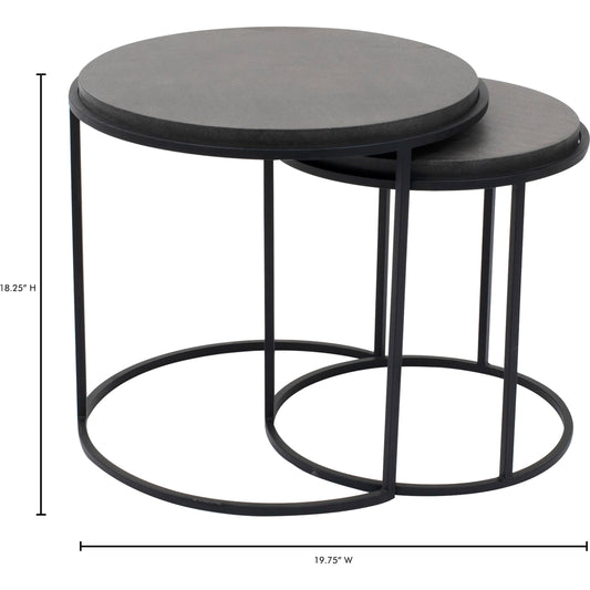 Roost Nesting Tables by Moe's Home Collection in black. Made from lavastone top, iron base in a modern style.