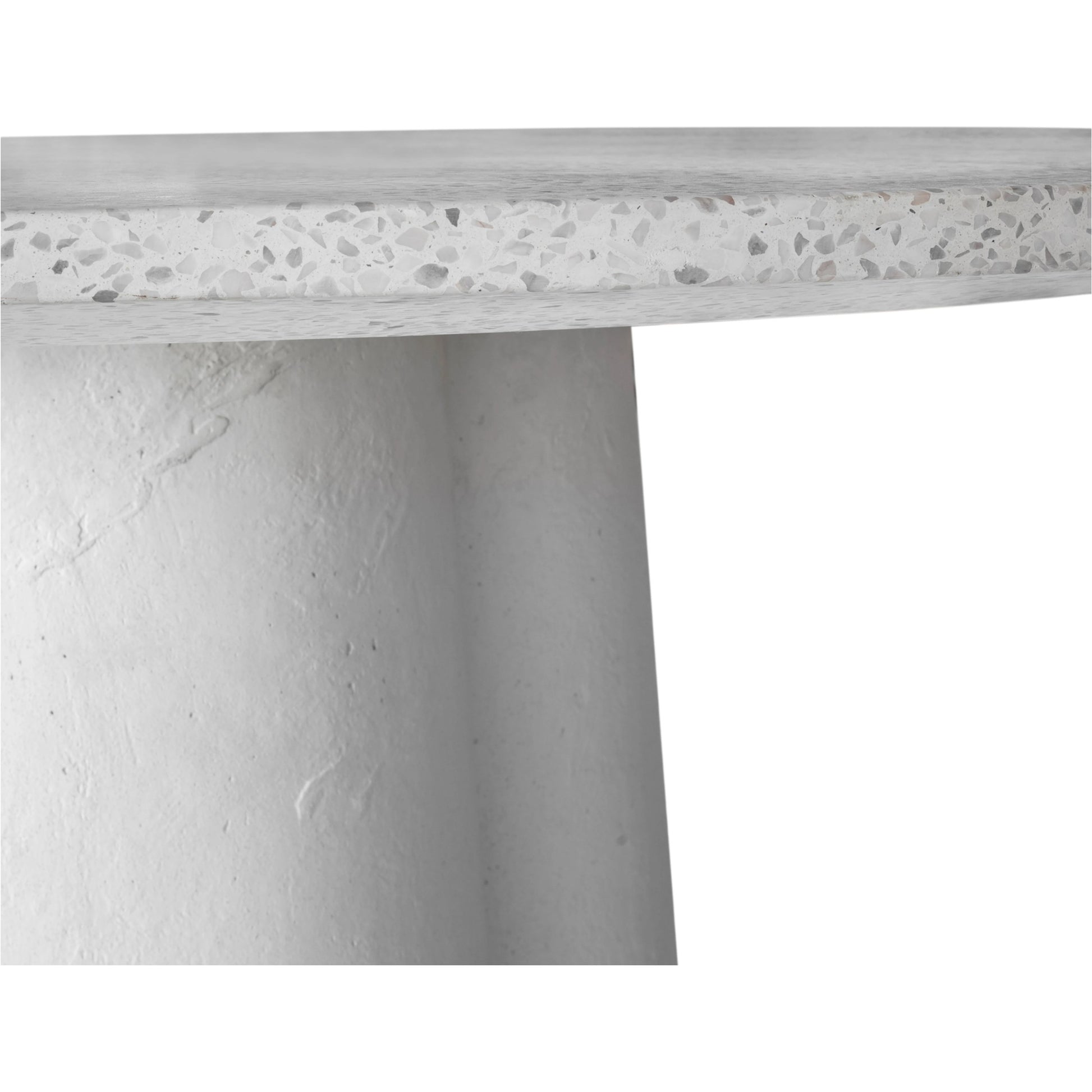 Mono Dining Table by Moe's Home Collection in white. Made from white terrazzo top, concrete leg in a modern style.