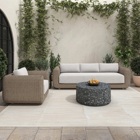 Kiri Outdoor Table by Moe's Home Collection in black. Made from marble, fiberglass, cement in a unique style.