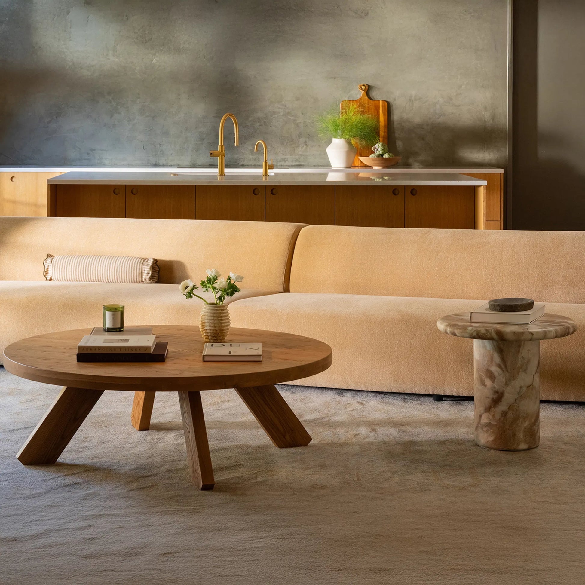 Frida Outdoor Side Table by Moe's Home Collection. Made from concrete, fiberglass in a modern style.