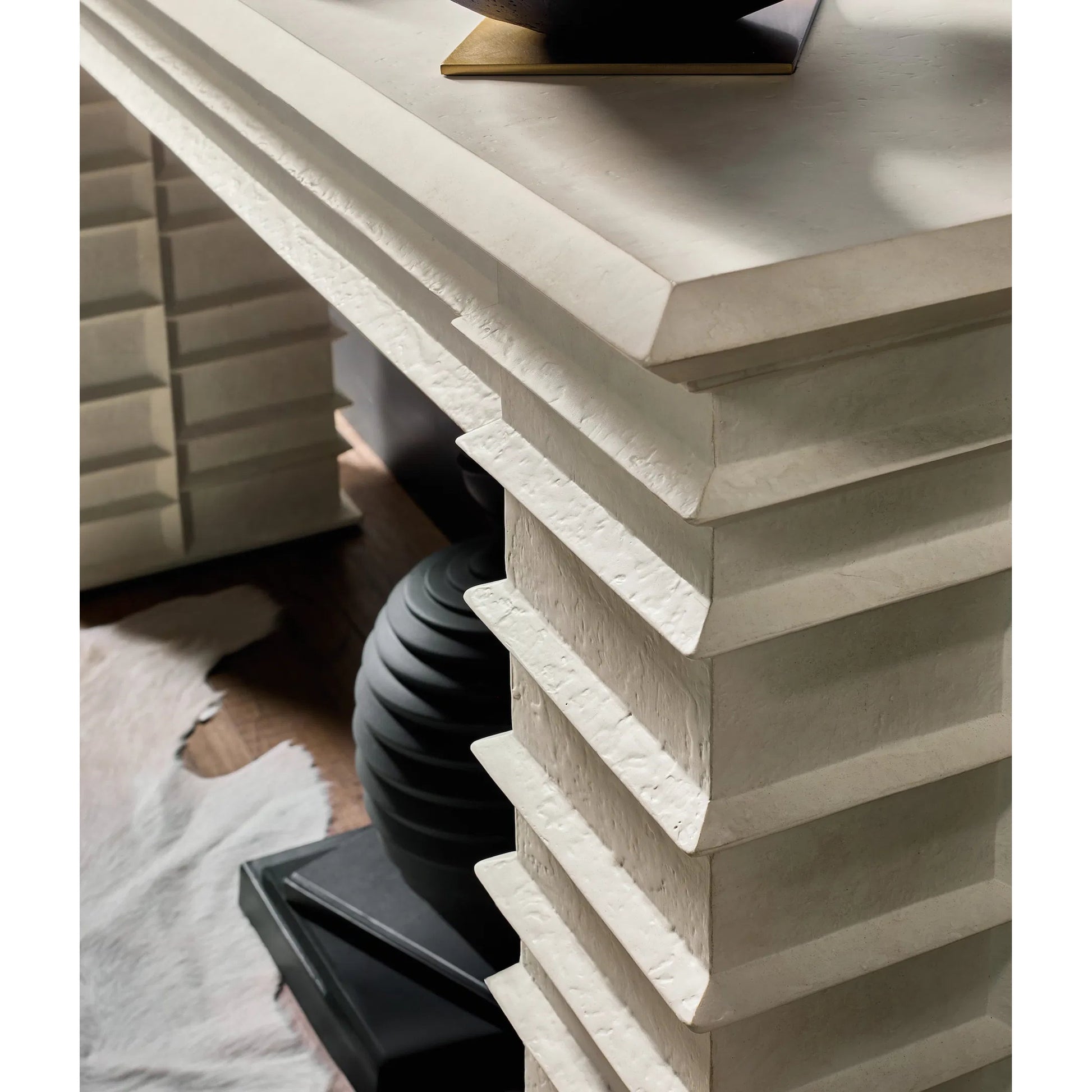Commerce and Market Melrose Console Table by Hooker Furniture in white plaster. Made from wood, resin in a transitional style.