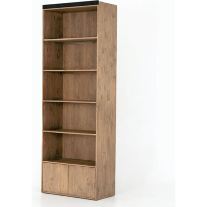 Bane Bookshelf by Four Hands in smoked pine, black iron. Made from solid pine, iron in a modern style.