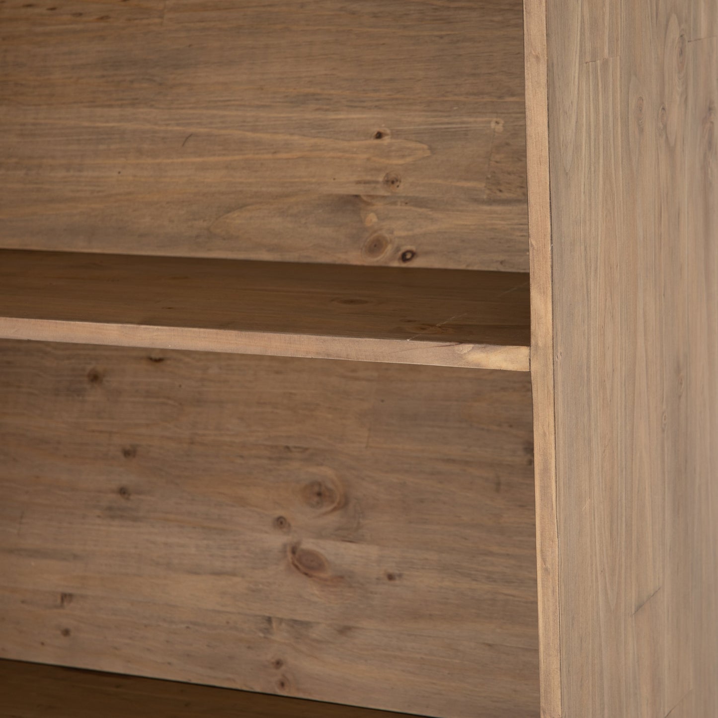 011 SI-1714355 | Closeup | Bane Bookshelf by Four Hands in smoked pine, black iron. Made from solid pine, iron in a modern style.