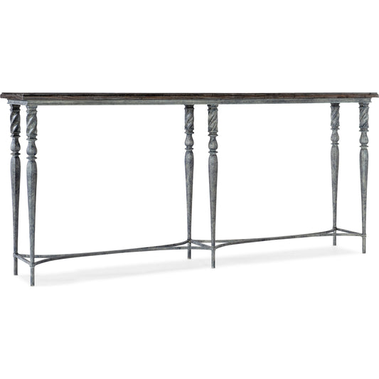 Traditions Console Table by Hooker Furniture in maduro. Made from pine veneers, metal with a solid wood-edge top in a modern style.