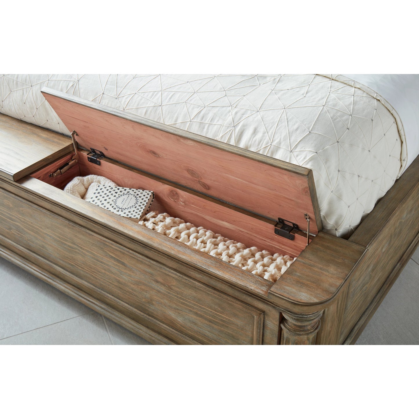 009 SI-2064907,SI-2064908,SI-2064909 | Lifestyle | Architrave Panel Bed by A.R.T. Furniture in almond. Made from pine solids and veneer in a traditional style.
