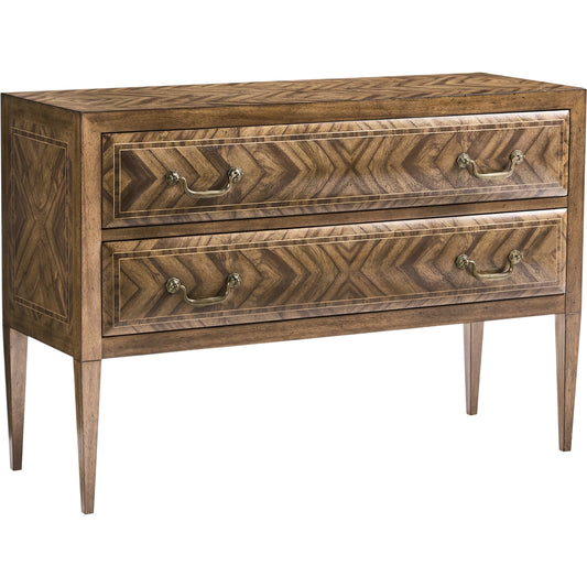 Montclaire Accent Chest by Jonathan Charles in medium argentinian walnut. Made from main ofram veneer in a unique style.