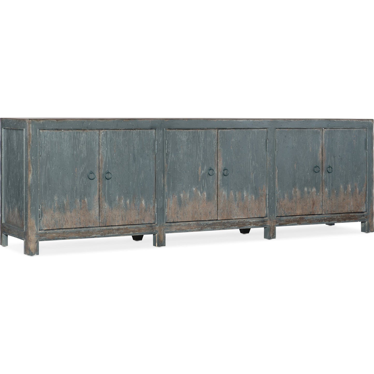 000 SI-1748450 | Primary Silo | Salvator Media Console by Hooker Furniture in antique blue. Made from maple veneers in a eclectic & global style.