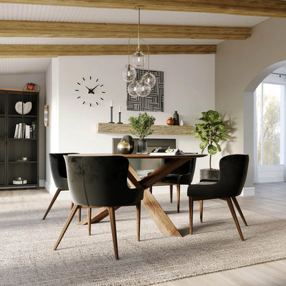 Mila Dining Chair by LH Imports in black velvet. Made from fabric in a modern style.