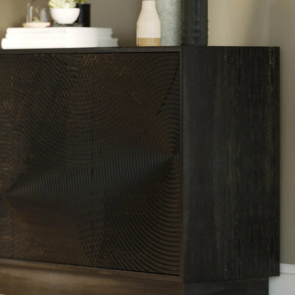 Spiral Sideboard by LH Imports in black. Made from mango hardwood, mdf in a modern style.
