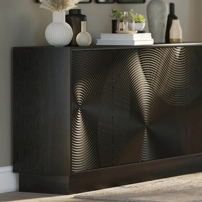 Spiral Sideboard by LH Imports in black. Made from mango hardwood, mdf in a modern style.