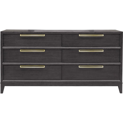 Quincy 6-Drawer Dresser by Pulaski Furniture in molasses. Made from ash wood veneers in a unique style.