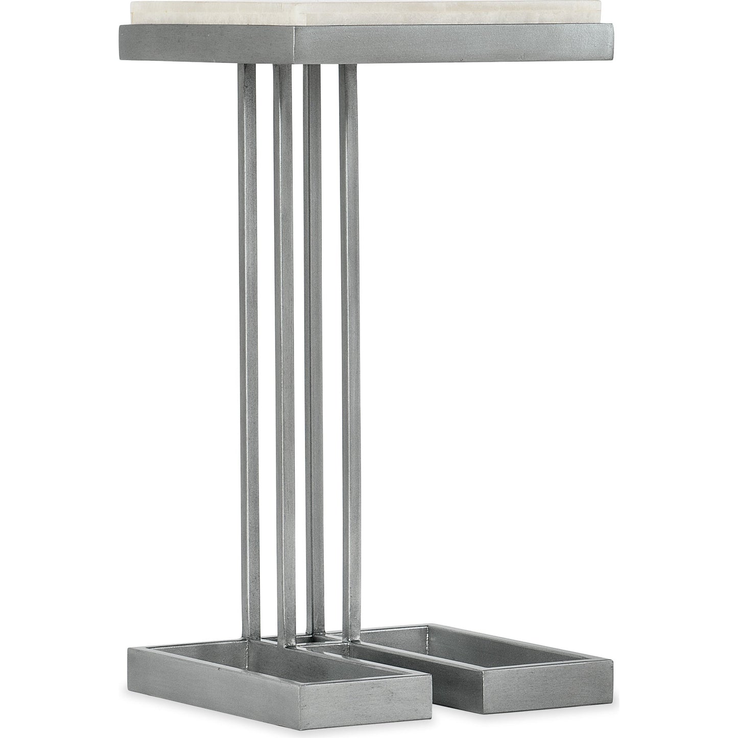 001 SI-1873155 | Primary Silo | Melange Marin Drink Table by Hooker Furniture in silver. Made from tumbles white onyx with carbon steel metal in a transitional style.