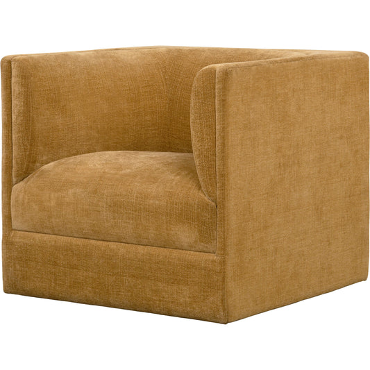 Vivienne Armchair by Surya in mustard, brown and lacquered. Made from upholstery: polyester, base: rubber wood, fill: 70% polyurethane foam, 30% mixed feather in a modern style.