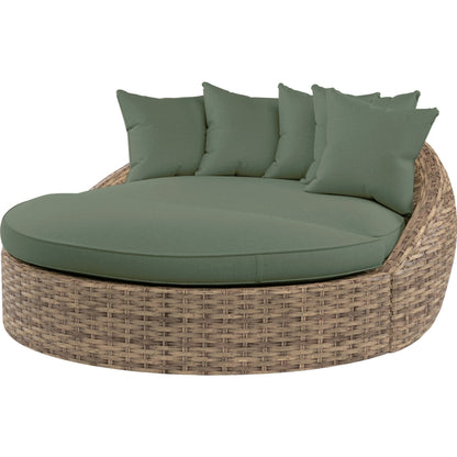 Havana Outdoor Round Daybed by Sunset West in tobacco. Made from resin wicker in a modern style.