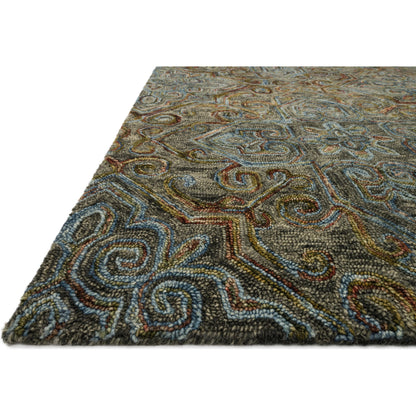 Victoria VK-21 Rug by Loloi in charcoal, multi. Made from 100% wool in a modern style.