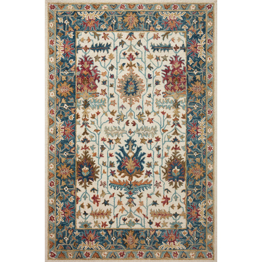 Victoria VK-23 Rug by Loloi in ivory, sky. Made from 100% wool in a unique style.