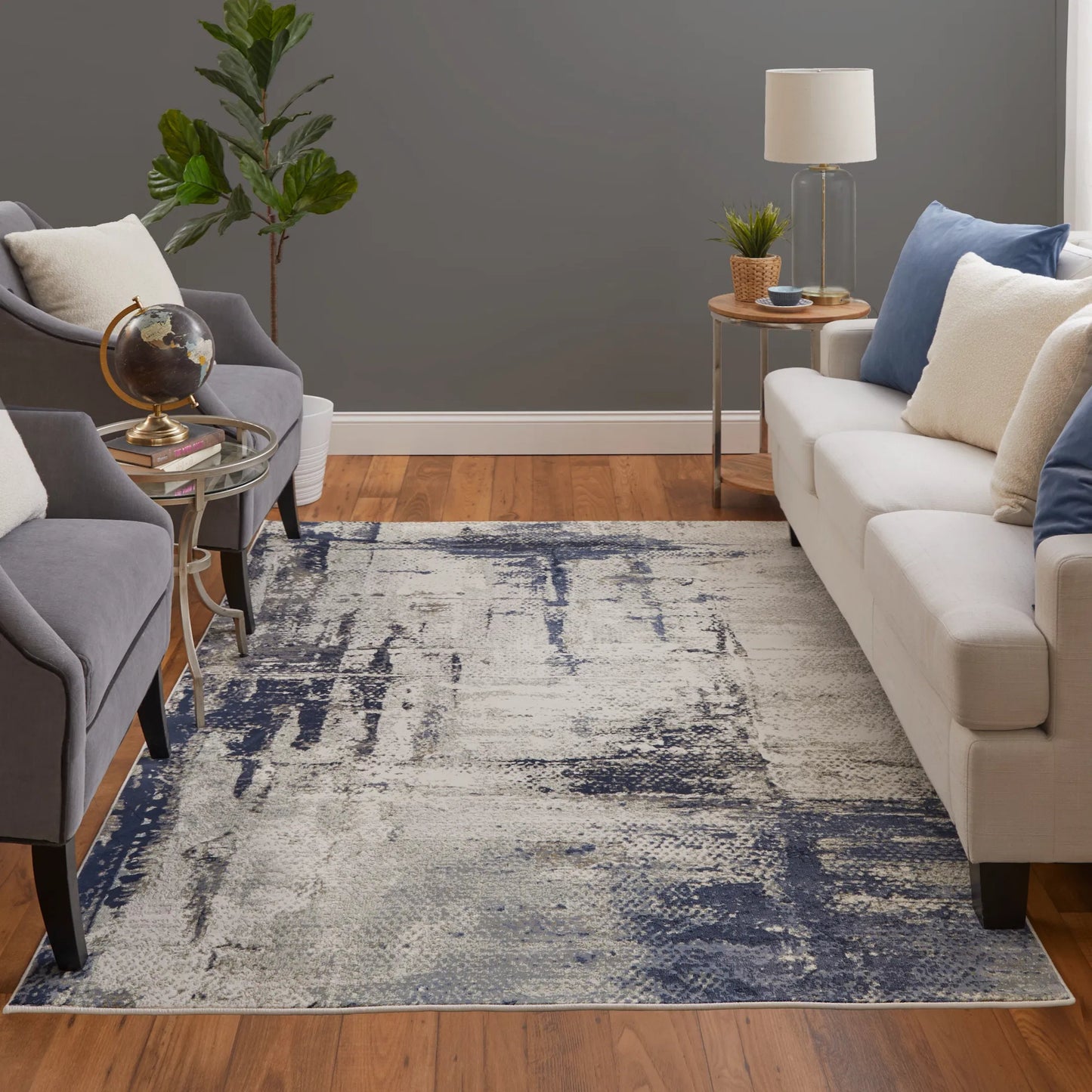 008 SI-2518383,SI-2518384 | Lifestyle | Mandana CME39LZF Rug by Feizy in ivory, blue. Made from polyester, polypropylene in a unique style.