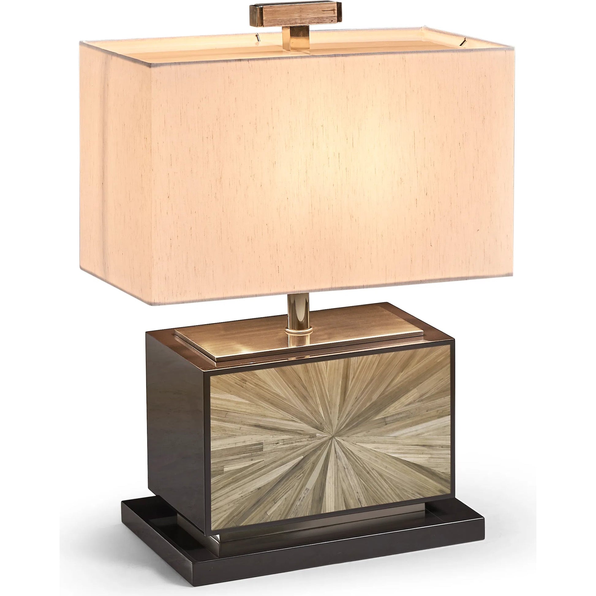 Terra Horizontal Table Lamp by Jonathan Charles in natural straw. Made from main straw in a unique style.
