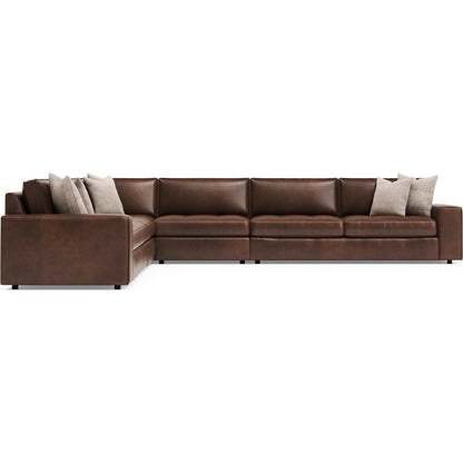 Nest 5-PIECE Leather Sectional by Bernhardt in brown. Made from leather in a unique style.