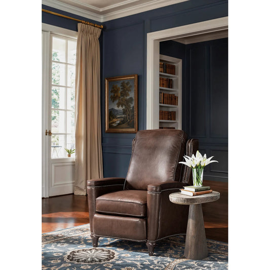 Rylea Recliner by Hooker Furniture. Made from leather in a traditional style.
