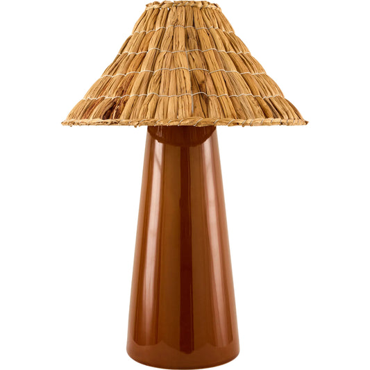 Vikundu Accent Table Lamp by Livabliss in hand painted. Made from ceramic, seagrass, polyester in a unique style.