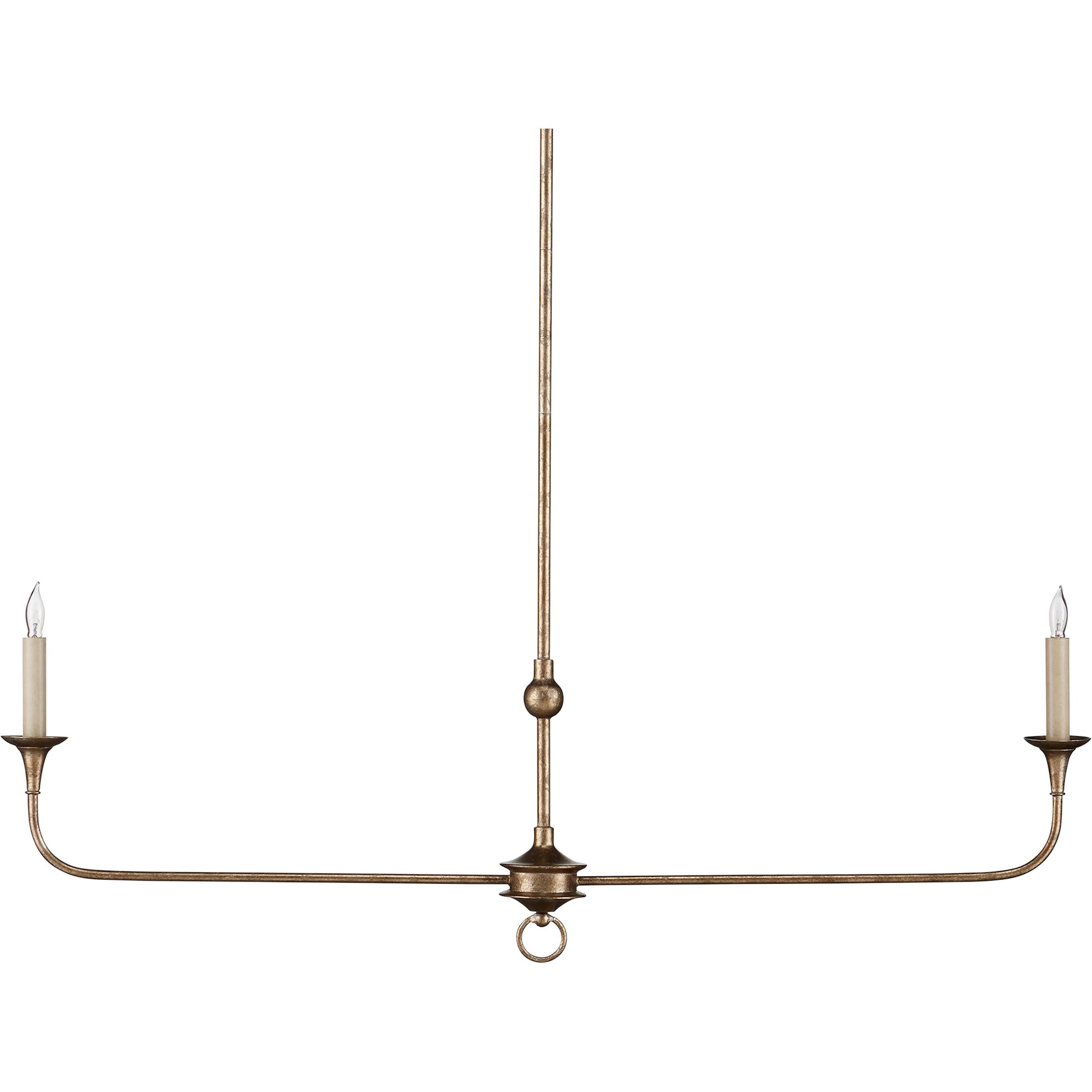 Nottaway Linear Chandelier by Currey and Company. Made from wrought iron in a traditional style.