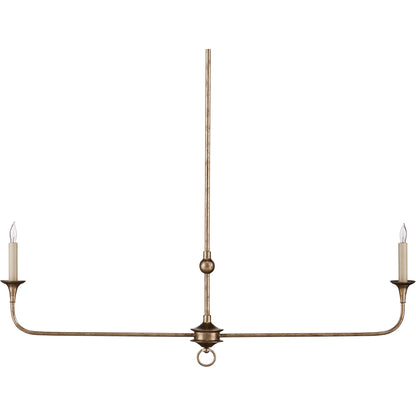 Nottaway Linear Chandelier by Currey and Company. Made from wrought iron in a traditional style.