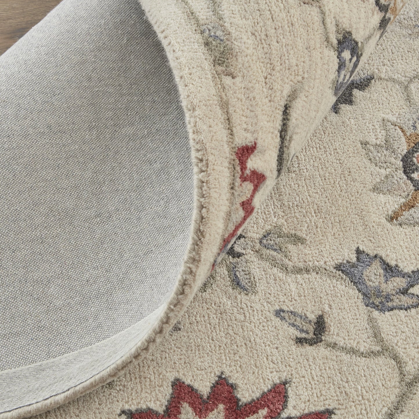 009 SI-1830619,SI-1830621,SI-1830622 | Closeup | Rylan Transitional & Botanical Rug - 8641F by Feizy in ivory, blue, tan. Made from wool in a unique style.