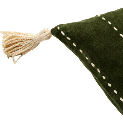 Velvet Kantha Pillow - 32050 by Surya. Made from front: 100% cotton velvet, back: 100% cotton velvet in a modern style.