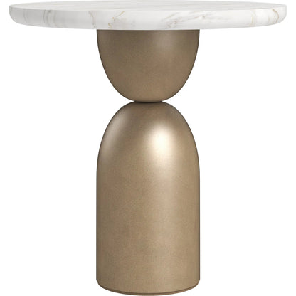Verge Spot Table by A.R.T. Furniture in white, bronze metallic. Made from white marble top, resin base in a modern style.