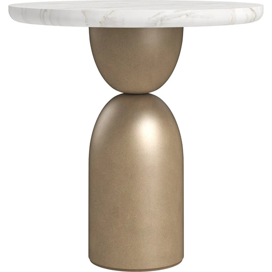 Verge Spot Table by A.R.T. Furniture in white, bronze metallic. Made from white marble top, resin base in a unique style.