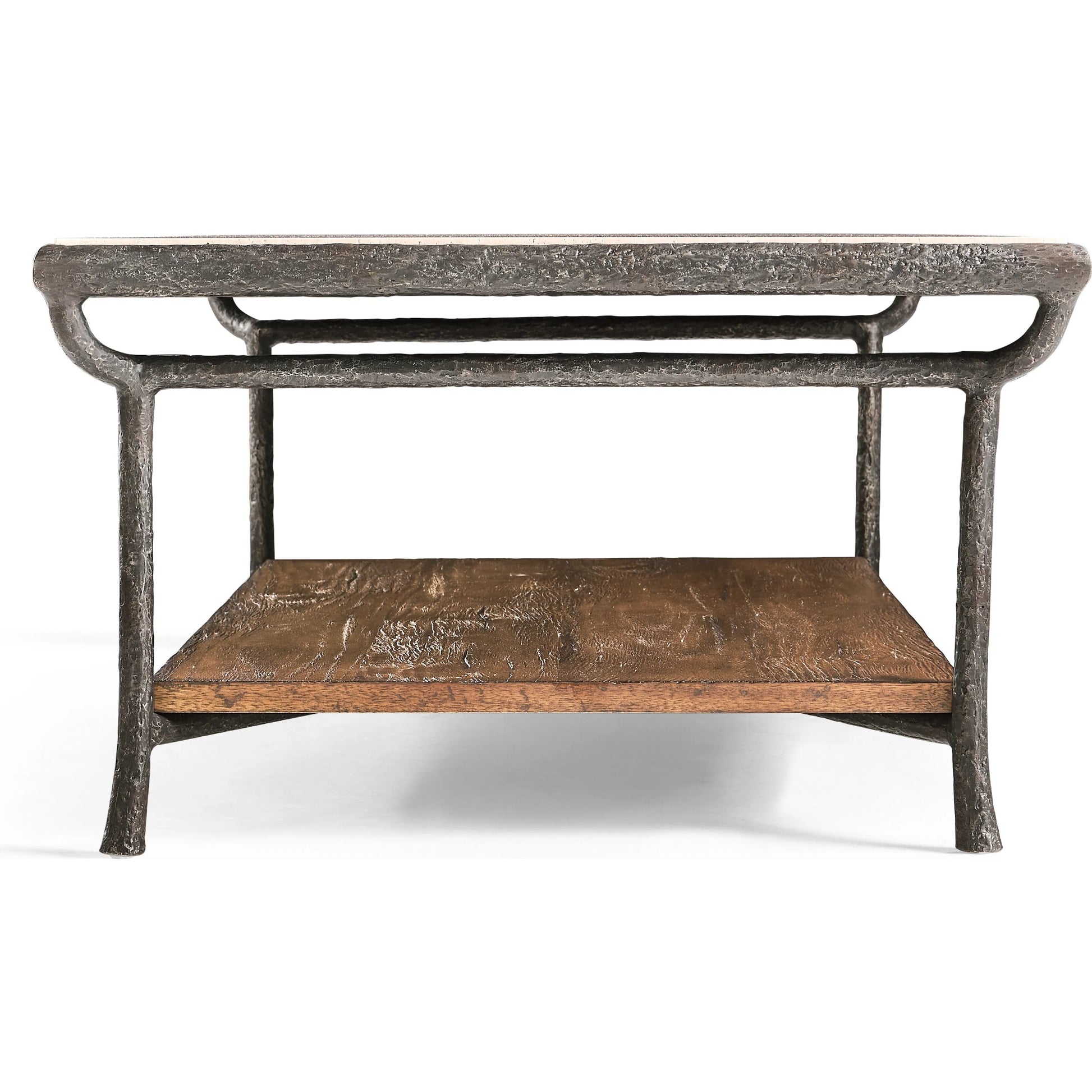 Forge Iron Cocktail Table by Jonathan Charles in cast metal finish. Made from main aluminum in a unique style.