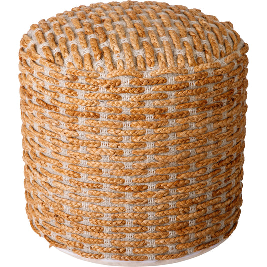 Varick Pouf by Surya in clay, light grey, light wood, brick, sepia, khaki. Made from top: 60% jute, 30% wool, 10% cotton, bottom: 100% cotton, fill: 100% polybeads in a cottage & farmhouse style.
